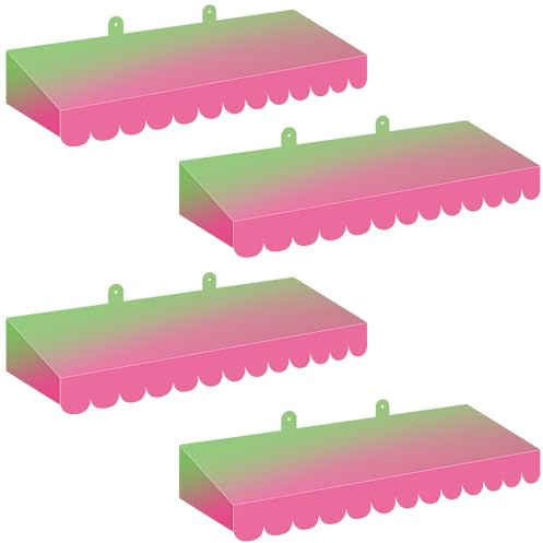 Boao 4 Pack Halloween Circus 3D Awning Wall Decorations Pink and Green Decorations 3D Stripe Cardboard Witch Awning Decoration Gradient Halloween Party Supply for Witch Wedding Birthday