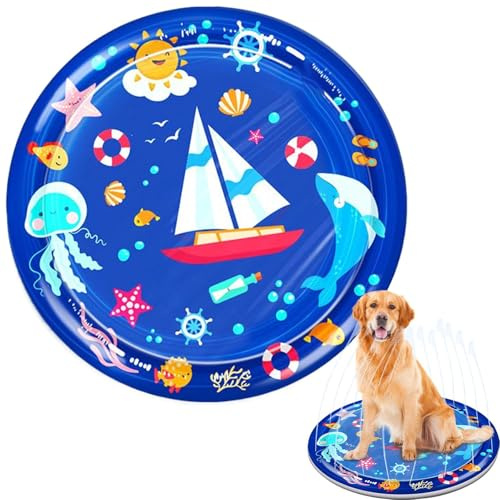 Dog Mat with Water Effect, Non-Slip Water Mat for Pets, Non-Slip Dogs, Children, Sprinkler Mat for Indoors, Outdoors, Playground