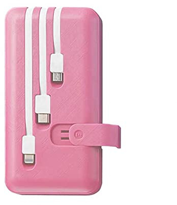 Power Bank 30000 Mah Carga rápida Powerbank Batería Externa de Banco de 3 Cables incorporada para Todos los Smartphones, Rosa