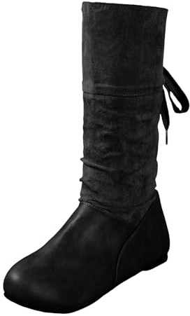 Xbemkste Damdräkter stövlar platt rund tå halvstövlar västerländska stövlar casual damstövlar halvskaft stövlar eleganta vinterstövlar vattentäta slip-stövlar