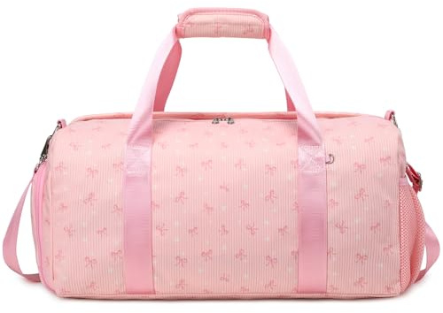 Kimwadalh Sportväskor för flickor sportväskor flickor resväska sportväska flickor resväska, sportväska med skofack, Rosa ljusbåge, Travel tote
