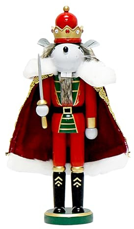 Cascanueces de madera para decoración navideña, decoración de madera para cascanueces - Estatua del rey de los ratones navideños | Decoración navideña del Cascanueces rey de los ratones creativos