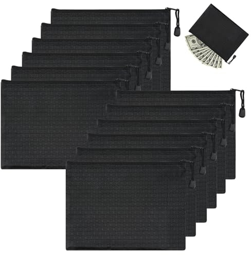 12 Stück Geldtasche, A5 Dokumententasche, Schwarz, 24 x 18 cm