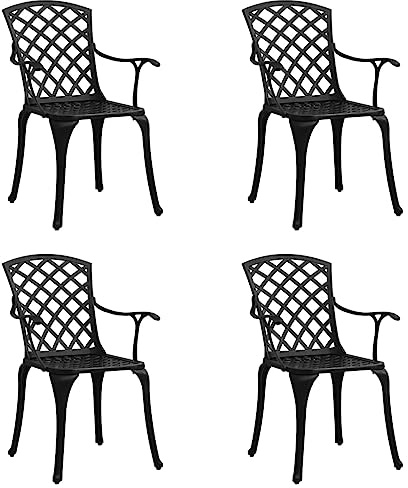 Frdhee Verandamöbel,Gartenstühle 4 STK. Aluminiumguss Schwarz,Bistrostuhl für Garten, Terrasse