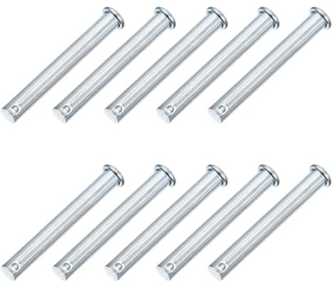 QUARKZMAN 10Stk M10 x 75mm Einloch Gabelbolzen Flachkopf Bolzen | Verzinkter Kohlenstoffstahl, Für Anhänger Verriegelung Mechanikerreparatur Möbelmontage Industrieequipment