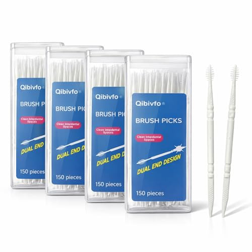 600 Scovolini Dentali 2 in 1 con Scatola, Scovolino Interdentale in Silicone + Stuzzicadenti, Scovolino Denti Morbido per Igiene Orale Quotidiana Famiglia e Viaggio | Spazzole interdentali monouso, portatili, per la pulizia di apparecchi dentali, per viaggiare, per la casa