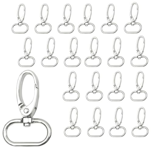 X-YSUNEAS 30 Stk Metall D-Ring mit Karabinerhaken, Drehbar Schlüsselring für DIY Bastelarbeiten