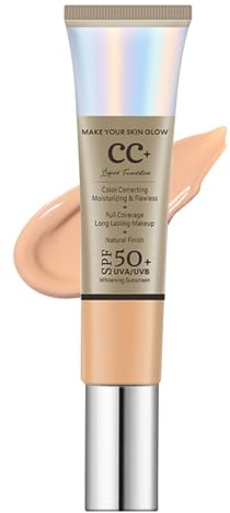 CC Crema con SPF 50+, crema da giorno colorata, idratante e impermeabile, traspirante e leggero, idratante colorato a lunga durata, tono della pelle uniforme