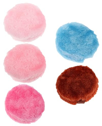 ERINGOGO Lot de 5 Houppettes pour Poudre 90X30 MM Applicateurs Visage en Fibres Longues Ultra-Douces Réutilisables Couleurs Variées Adaptées Maquillage Quotidien et Professionnel