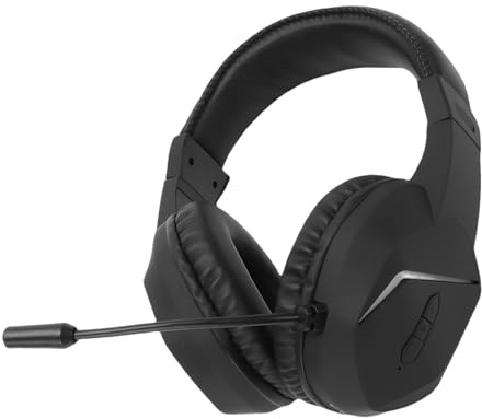 Naroote Casque Gaming sans Fil, Casque Gaming Bluetooth 2,4 Ghz avec Micro Antibruit, éclairage RGB et Coussinets d'oreille en Mousse à Mémoire de Forme, pour Pc, Smartphones (Black)