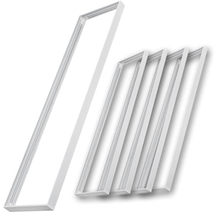 5x LED Panel Aufbaurahmen 120x30cm Montagerahmen Aluminium | Aufputz Deckenmontage Steckrahmen Deckenaufbau Weiß schraublos