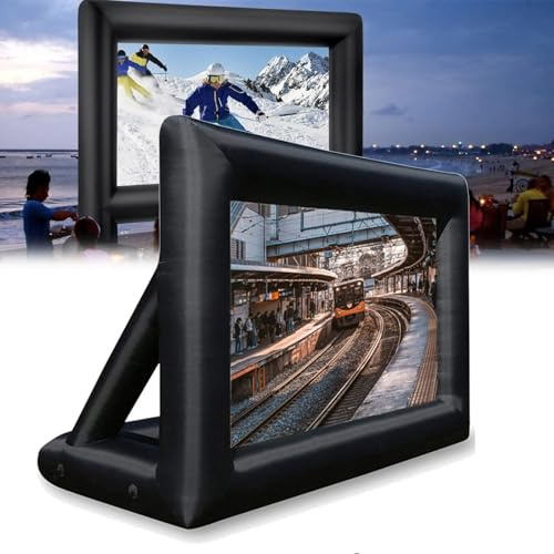Outdoor Projector Screen - Inflatable Movie Screen for Front/Rear Projection, Portable for Backyard Events, BBQs, and Pool Parties - 16ft
