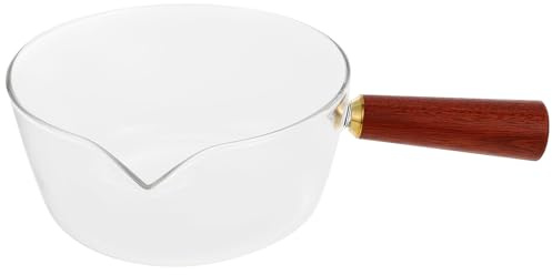IDEANATEGRATE Olla Pequeña Multiusos para Ñiño Mango de Madera, Cacerola de Leche Grande Antideslizante, Olla para Sopa y Fideos, Utensilio de Cocina Resistente y Fácil de Limpiar