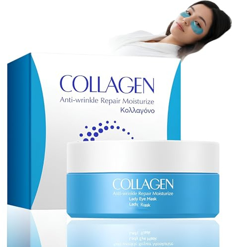 60PCS Patch Anti Cernes Hydratant, Masques Anti-âge & Anti Rides, Masque de Soins Visage yeux, Claircir Les Cernes, Contre Poches Puffiness, Rides, Cercles, Soin Nourrissant le Contour des Yeux-Bleu