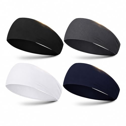 ARYIMYDP 4 Pezzi Fasce per Capelli in Cotone, Fascia Tergisudore per Uomo e Donna, Assorbente e Traspirante, Ideale per Corsa, Ciclismo, Calcio, Basket e Sport Vari