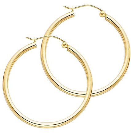 14 Karat 585 Gold Hochglanz Creolen Ohrringe Gelbgold - Breite 2 mm - Große Wählbar