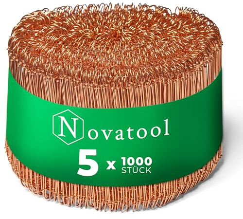 Novatool 5.000 Stück Rödeldraht mit Ösen 1 x 140mm Bindedraht verkupfert, robust & langlebiger Drilldraht, Drahtbinder, Ösendraht, Drahtschlaufen, Ideal als Floristendraht und Blumendraht