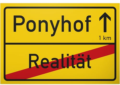 DankeDir! Ponyhof Ortsschild 30 x 20 cm - Lustiges Schild Türschild Büro Zimmer Geschenkidee Geburtstagsgeschenk Pferde beste Freundin Kollegin - Das Leben ist kein Ponyhof Geschenk
