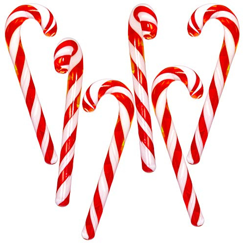 SIKORA BS1-6 kleine Deko Zuckerstangen aus Glas Christbaumschmuck Weihnachtsbaum Anhänger 6er Set H.ca. 6cm