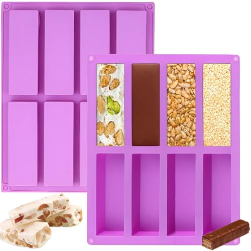 2 Pezzi Stampi In Silicone Per Dolci Rettangolari, Stampo Per Barrette Di Cereali, Stampo Rettangolari Silicone 8 Cavità, Antiaderente Mini Teglia Stampo,Stampo per Pane Antiaderente in Silicone