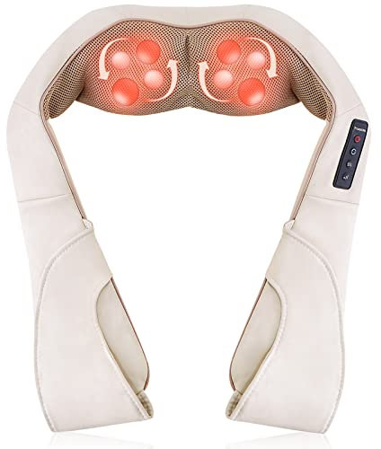 Shiatsu Neck Shoulder Back Massager with Heat Electric Deep Tissue 3D Kneading Massage Pillow for Back, Calf, Legs, Full Body Muscle Relaxation, Home, Office, and Car Use,Gift for Family/Friends/Lover