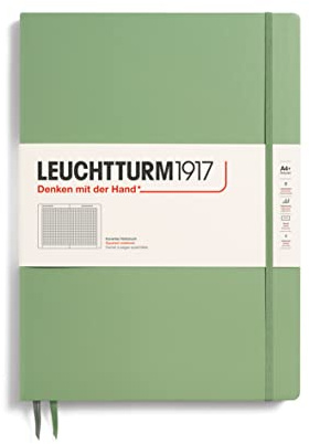 LEUCHTTURM1917 363919 Notebook Master Slim (A4+), inbunden, 123 numrerade sidor, salvia, kvadrat