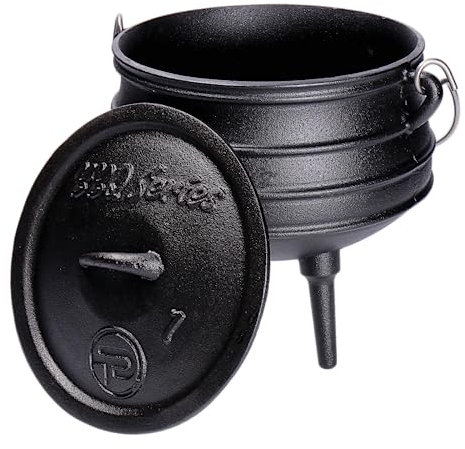 TP BBQ Potjie - Hervidor de hierro fundido sudafricano, horno holandés con tapa y patas, olla de tres patas para guisar y cocinar como accesorio de camping para cocinar al aire libre (Pot 1)