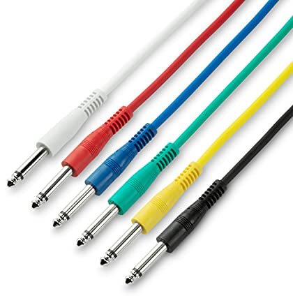 Adam Hall Cables 3 STAR IPP 0015 - Set di 6 cavi patch, jack mono da 6,3 mm, 0,15 m