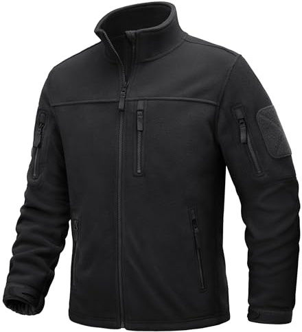 TACVASEN Fleece Jacket Men Full Zip Winter Warm Work Outdoor Coat Black XL