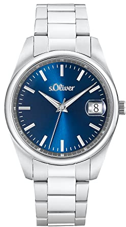 s.Oliver Armbanduhr Herren Quarzuhr Analog, mit Edelstahl Armband, 5 bar Wasserdicht, Kommt in Uhren Geschenk Box