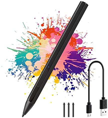 Stylet pour surface - Rejet de la paume - Inclinaison et 4096 niveaux de pression - Pour Microsoft Surface Pro X/8/7/6/5/4/3, Surface Book/ordinateur portable/Studio, Surface Go 3/2/1 (noir)
