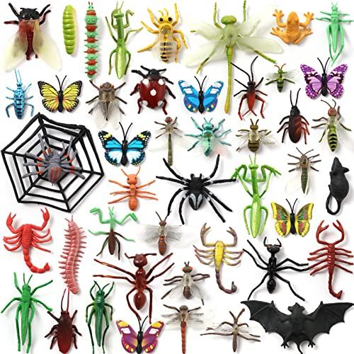 DOITEM 45 stücke Kunststoff Realistische Insekten und Schmetterling Spinne Bat für Kinder für Bildung Halloween Spielzeug Themen Partys Geburtstagsgeschenke