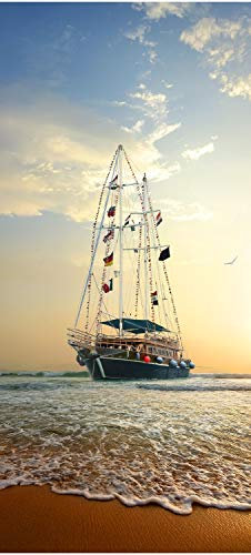 wandmotiv24 Türtapete Segelschiff auf den Wellen 100 x 200cm (B x H) - Selbstklebende Strukturtapete Sticker für Türen, Türfolie, Aufkleber, M0855