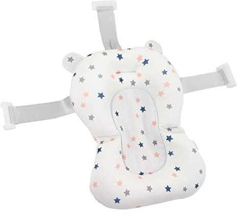 Coussin de Siège de Baignoire pour bébé, Fixation de Siège de Baignoire Pliable et Réglable en Toute sécurité pour Prendre une Douche (Etoiles blanches)