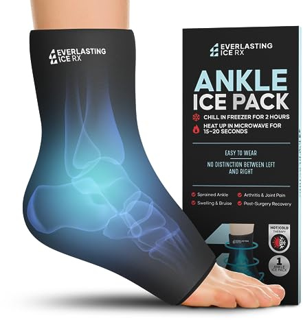 Ankle Compression Sleeve for Achilles Tendonitis Relief, Ankle Ice Pack Wrap, Foot Brace Sprained Ankle Support for Women and Men, Freeze Cold Packs for Plantar Fasciitis