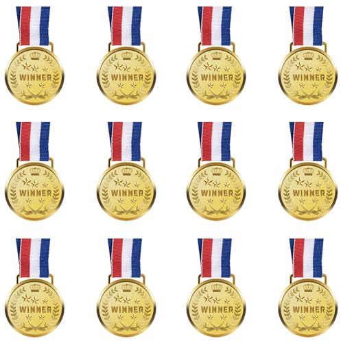 LZHZH 12 Pieces Gold Award Medals-Winner Medals Gold Prizes for Sports, Competitions, Party, Spelling Bees, Olympic Style, 2 Inches