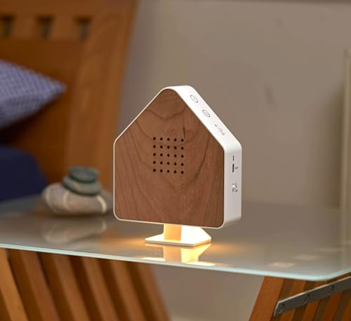 Northpoint Naturgeräuschebox Vogel Gesang Vogelzwitscher Box Echtholz unsichtbarer HF Bewegungssensor Vogelgeräusche Licht Aufladbar mit Wandhalterung Haus Kirschholz