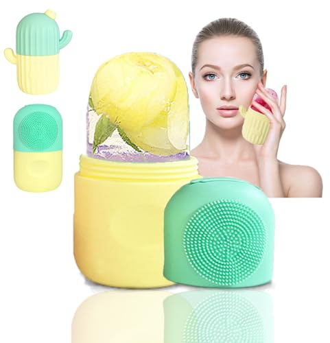 KASESSS 2Pieces Ice Face Roller, Reusable Massage Face Ice Roller, Silicone Face Icer Mold, Ice Holder for Face Eyes Neck, Face Ice Cubes, Facial Skin Care Tools for Eliminate Puffiness Shrink Pores