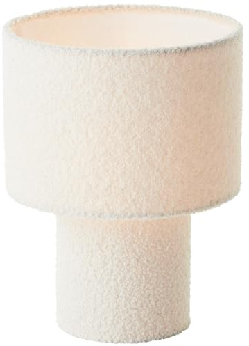 Lightbox Nacht-Tischlampe | Ø 23 cm, 30 cm Höhe | Tischleuchte mit Wipp-Schalter & hochwertigem Teddy-Stoff | E27 Fassung | flauschige Schlafzimmer-Lese-Lampe aus Metall/Textil in Beige