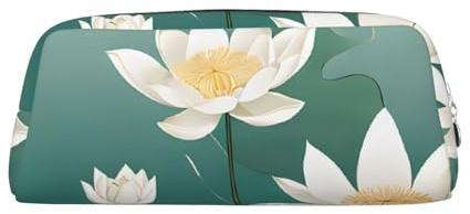 ASPOIJHN Libelle mit Seerose, vielseitiges Leder-Federmäppchen, stilvolle Aufbewahrungstasche für Schule, Büro, Schreibwaren, Kosmetiktasche, Münzen, Organizer, silber, Einheitsgröße, Krawattenetui