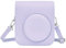 ASFWAGQ Funda para Cámara Instantánea Compatible con Instax Mini 12/11/9/8 - PU Cuero con Correa y Bolsa (Violeta), Lila Violeta, Simplicidad popular