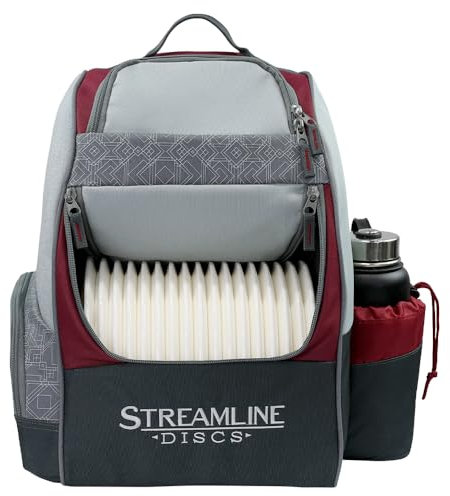Streamline Discs Shuttle Disc Golf-Rucksack (Burgunderrot/Schwarz)