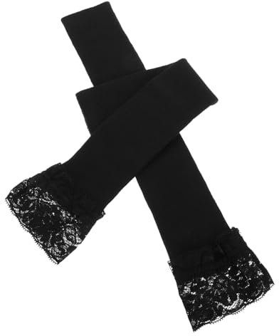 Holibanna 1paar Damen Armlinge Spitze Fingerlose Handschuhe Mit Daumenloch Für Winter Bequeme Strickärmel Schwarz Accessoires Für Partys Und Festliche Anlässe