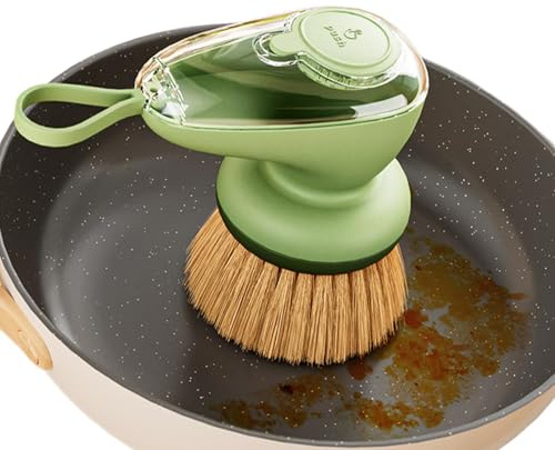 Soap Dispensing Dish Brush Efficient Powerful Cleaning Comfortable Grip | Kitchen Scrubbing Tool for Pots, Baking Trays, Microwave Ovens