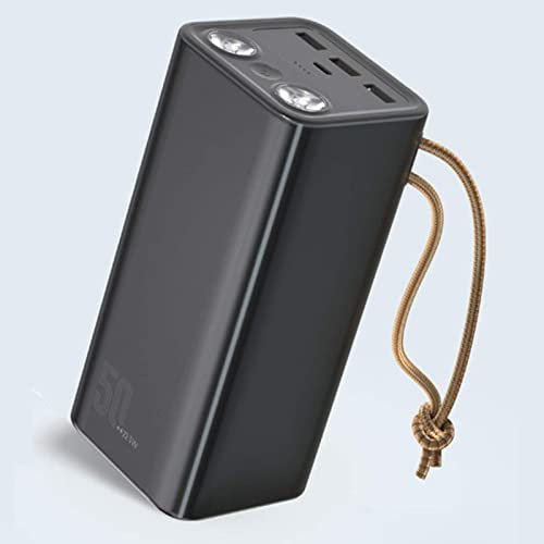 Power Bank 50000Mah Gran Capacidad 22.5W Carga Rápida Powerbank Cargador de Batería Externa Batería de Repuesto Teléfono Batería Auxiliar, Negro