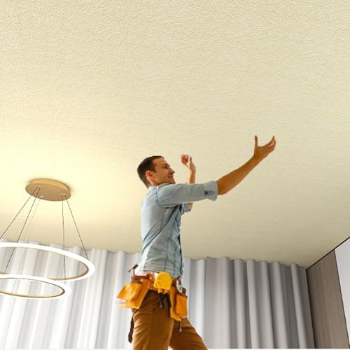 Dalle de plafond Papier Peint Autocollant Pour Plafond, Longueur 5, 10, 20, 30 Ou 50 M, Dalles De Plafond Suspendues En PVC Imperméables, Panneaux De Lambris 3D Faciles À Découper(L 5M)