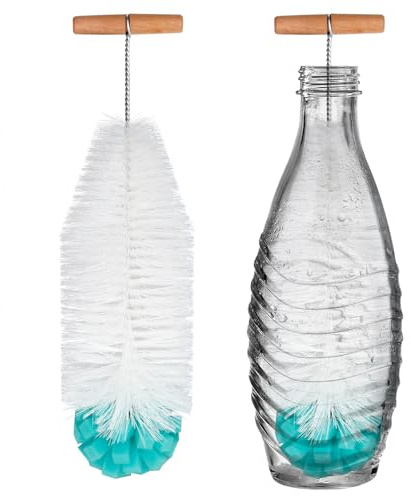 35cm Flaschenbürste kompatibel mit Sodastream Flaschen, Harte Borsten und einen weichen Schwamm, kratzerfreier Flaschenreiniger Bürste Löst hartnäckigen Schmutz, Sodastream Zubehör (Schwarz) (Grün)