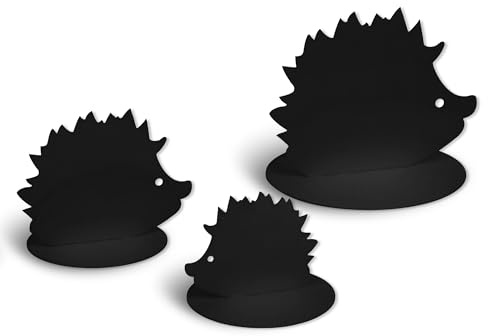 UNUS Igel Aufsteller 3er Set aus Metall in Schwarz dekorative Figuren | für Innen und Außen Garten Balkon Tisch Herbstdeko