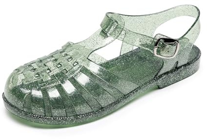 Sandales en Caoutchouc pour Femme Unisexes en Plastique Chaussures Classiques à Boucle Transparente Sandales en Caoutchouc Chaussures de Plage en Cristal