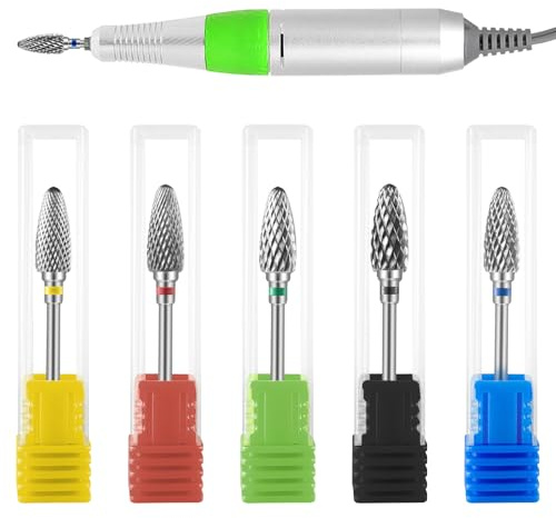 Quvxzy 5 pcs embouts de lime à ongles en carbure de tungstène, embouts de coupe-ongles accessoires de coupe-ongles professionnels, accessoires de machine perceuse pour ongles pour gel à ongles